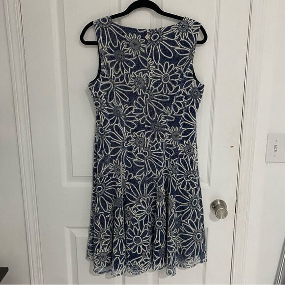 Tommy Hilfiger Blue Floral Lined Fit and Flare Wedding Dress Womens Size 14 - Picture 3 of 8